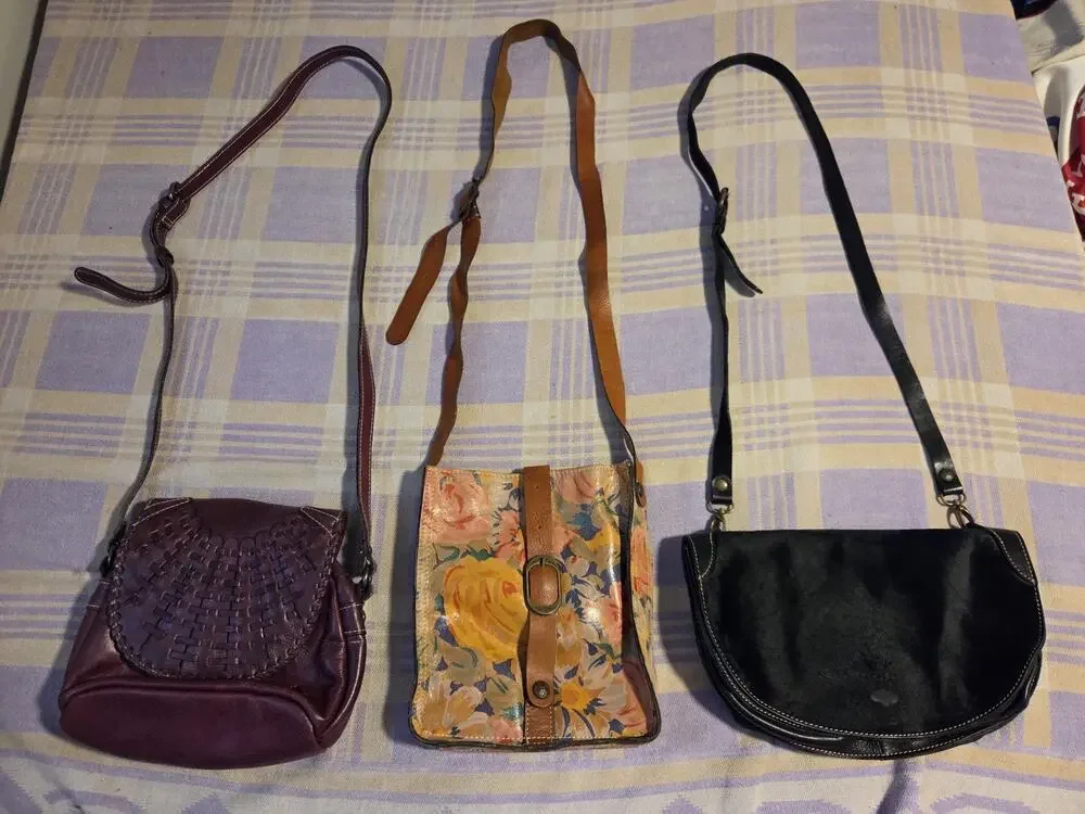 Lot of 3 Patricia Nash Leather Handbags Crossbody Satchel Tote Bags Flowers - Picture 1 of 13